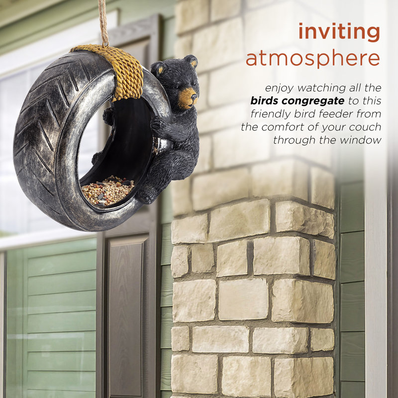 Loon Peak® Shoup Bear Swinging on Tire Decorative Bird Feeder & Reviews